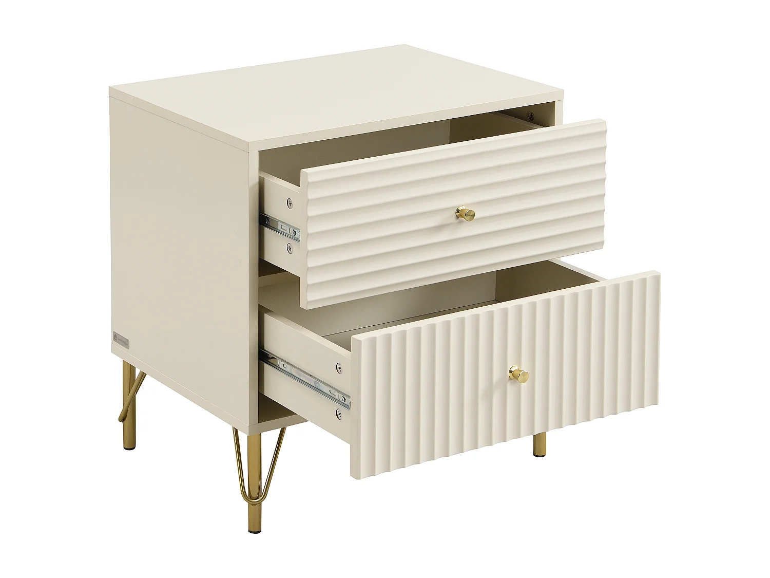 Table de chevet 2 tiroirs - Beige - LOUREO