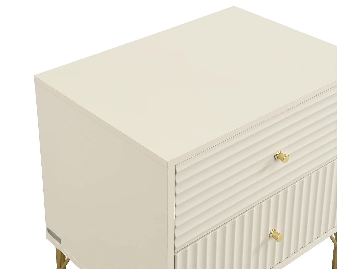 Table de chevet 2 tiroirs - Beige - LOUREO