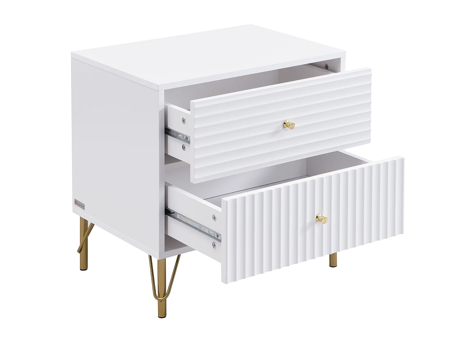 Table de chevet 2 tiroirs - Blanc - LOUREO