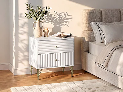 Comodino 2 cassetti Bianco - LUREO