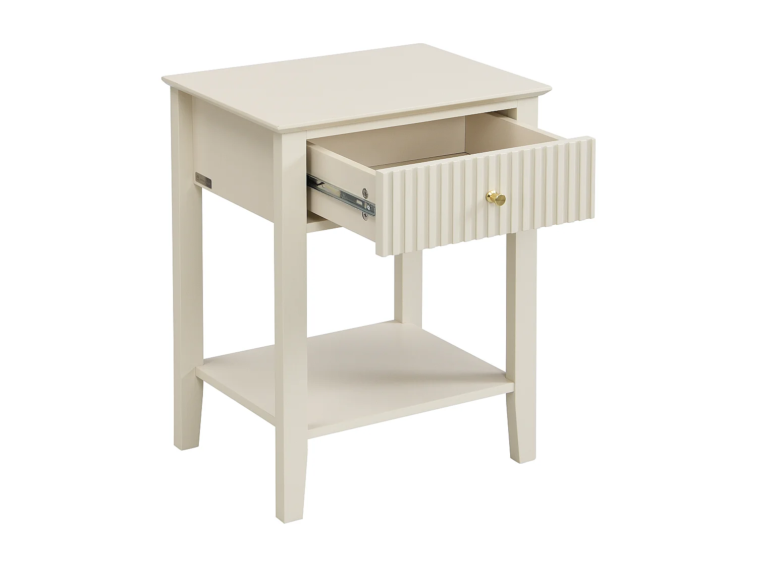 Table de chevet 1 tiroir et 1 tablette - MDF - Beige - NIRIVA