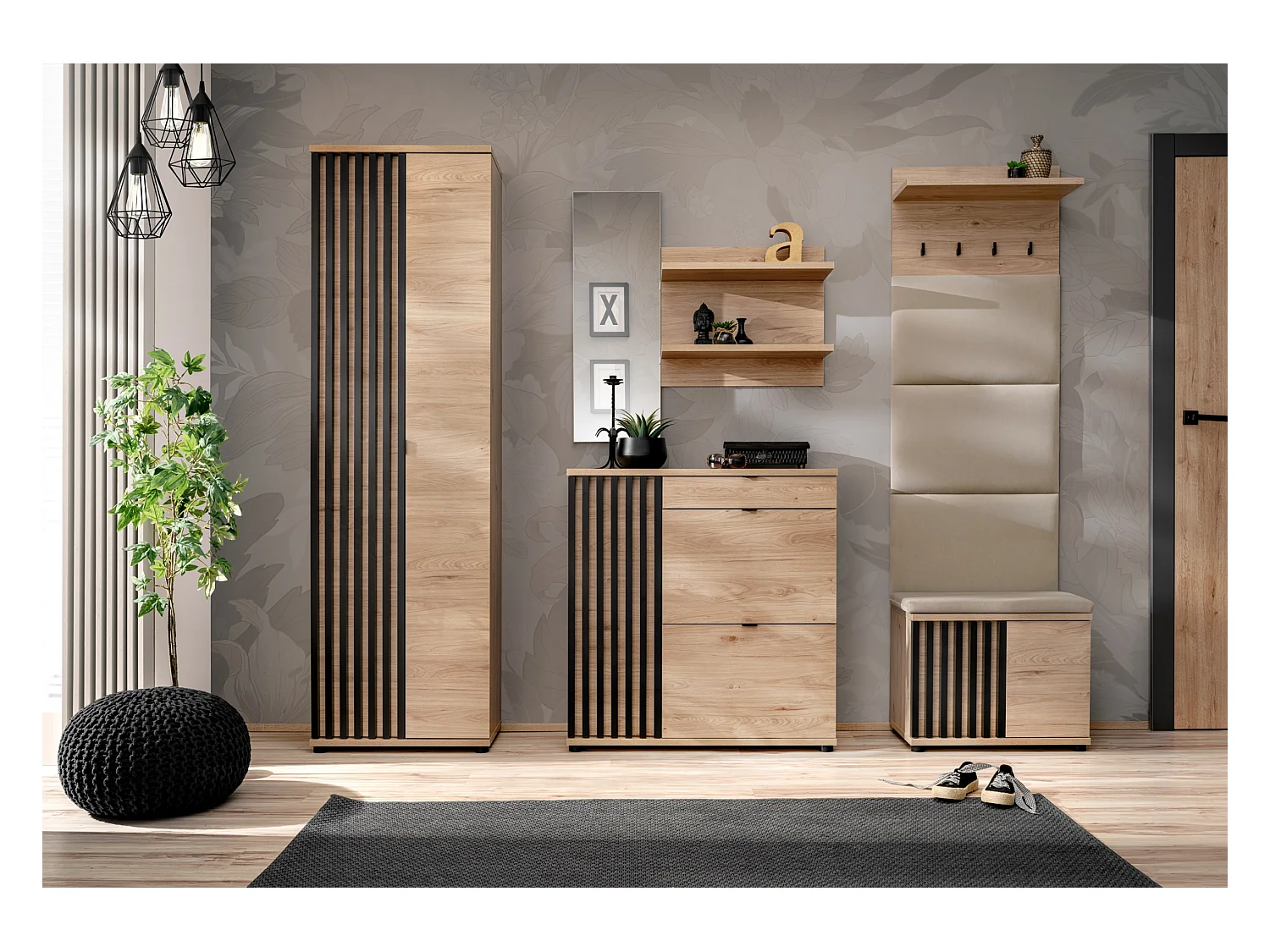 Mobile per ingresso moderno rovere e nero 230x202 IP31