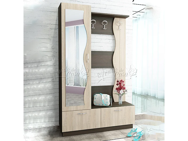 Mobile per ingresso con specchio 120x190 rovere e noce IU22