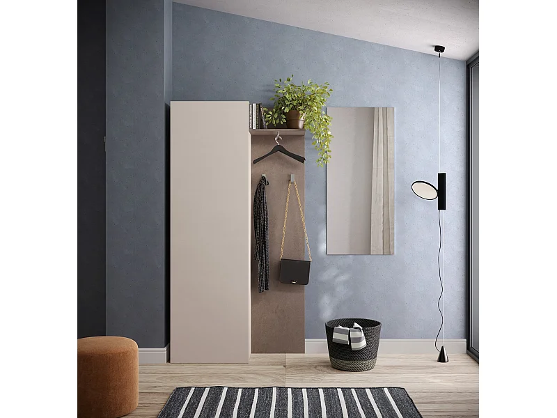 Mobile ingresso con attaccapanni 160x186 cm bronzo e beige IL17