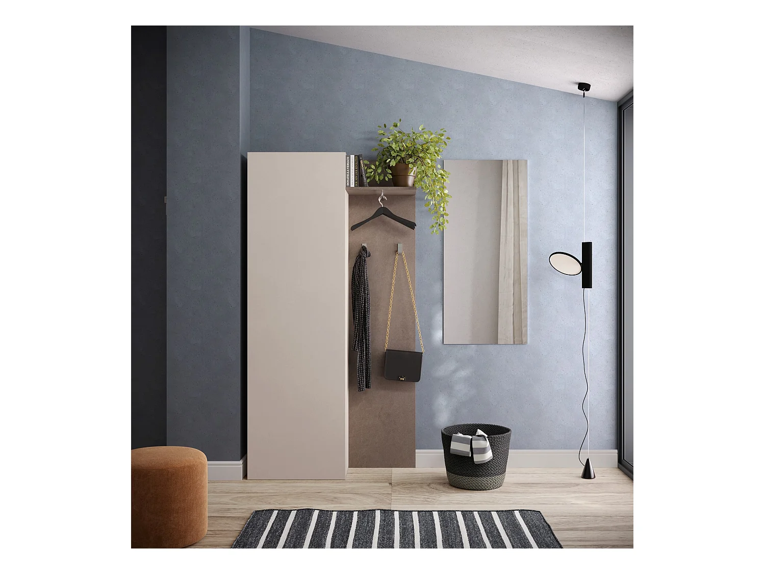 Mobile ingresso con attaccapanni 160x186 cm bronzo e beige IL17