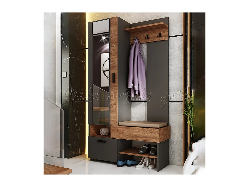 Mobile ingresso moderno grafite e noce 104x195 cm IU32