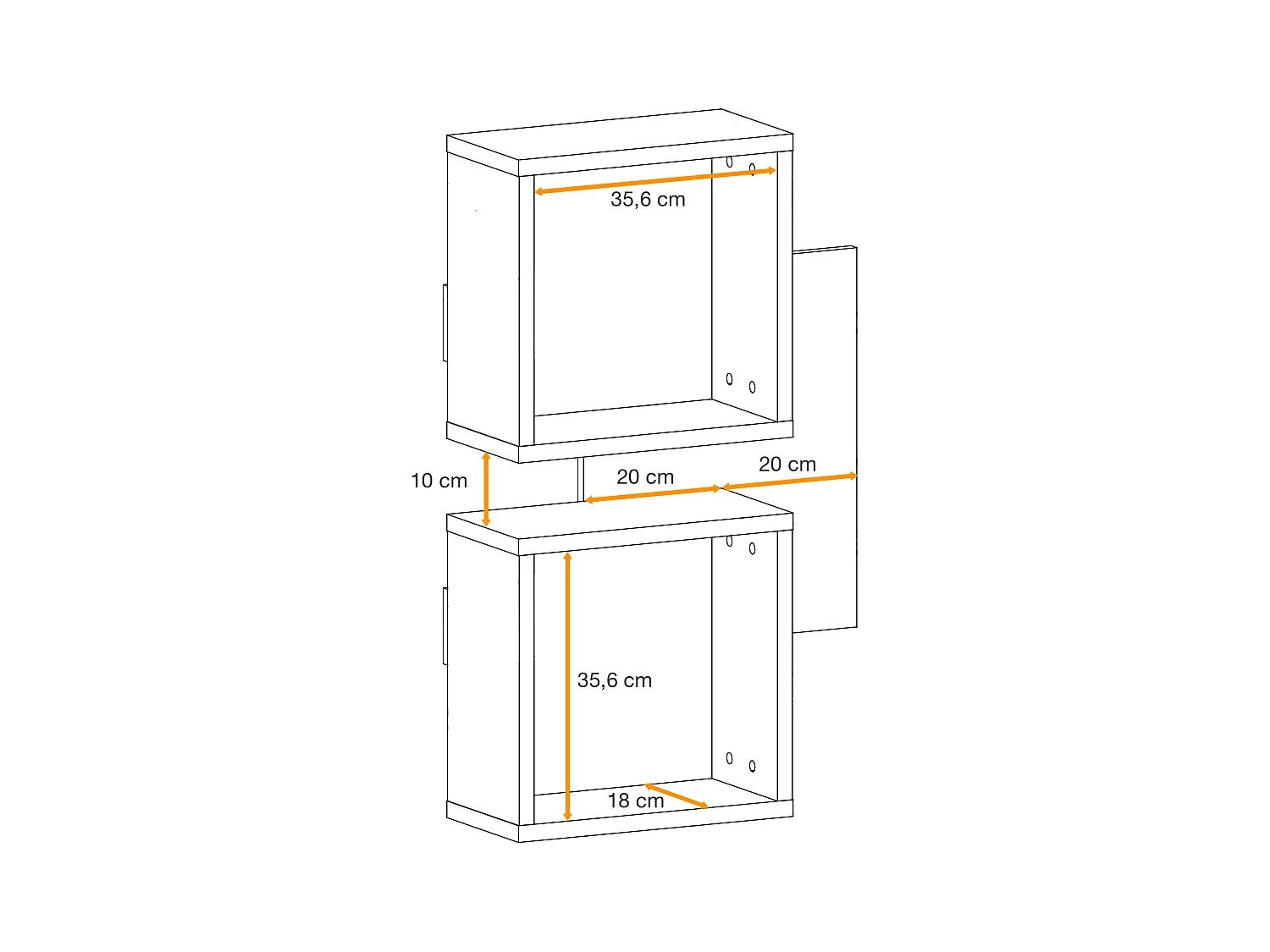 Mobile ingresso 100x170cm sospeso con pensili a giorno design moderno rovere e nero IP3