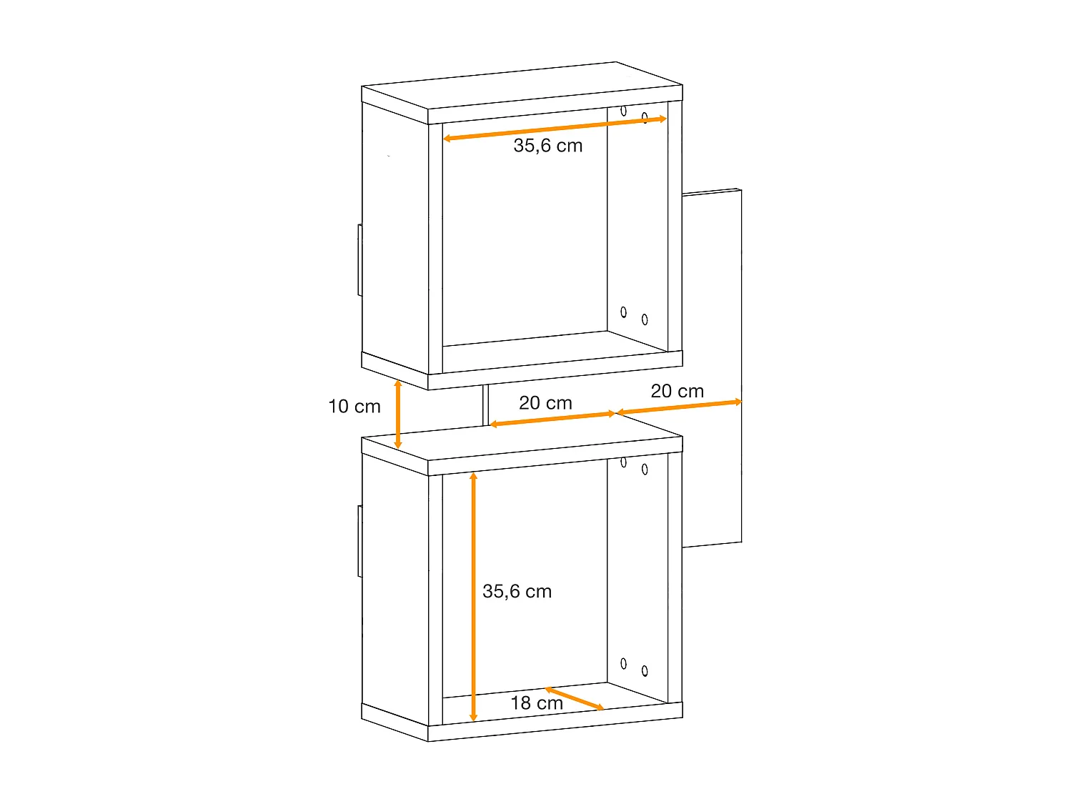Mobile ingresso 100x170cm sospeso con pensili a giorno design moderno rovere e nero IP3