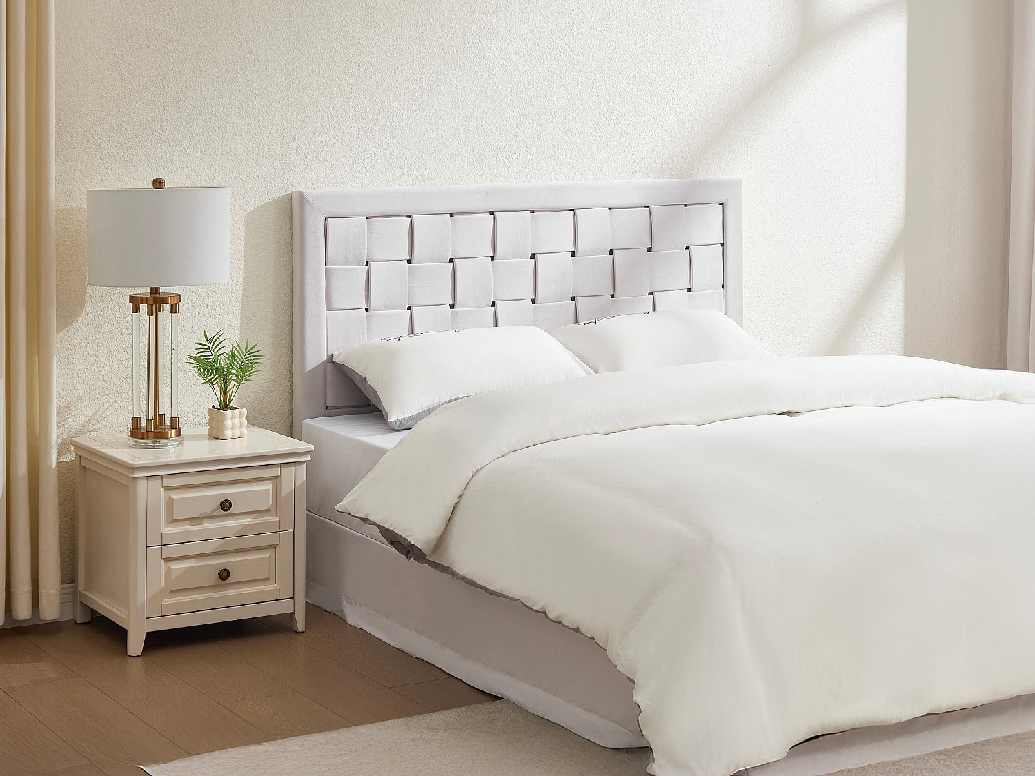Vente-unique Bettkopfteil- 160 Cm - Samt - Beige - Jenna