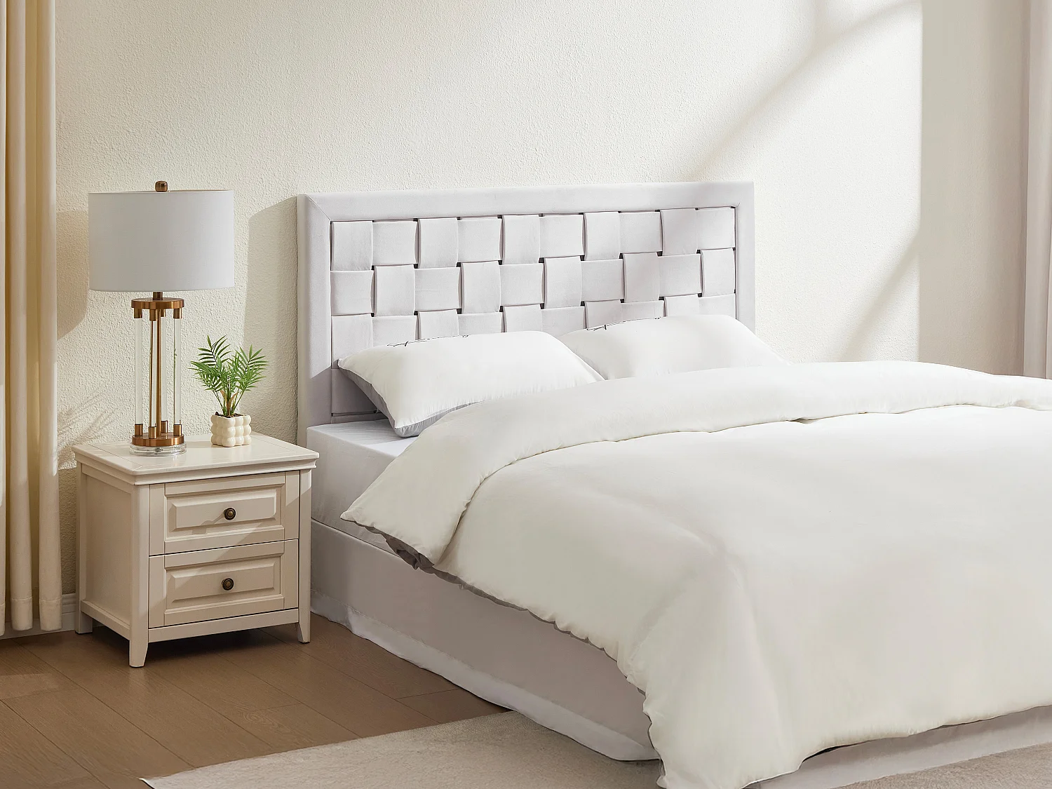 Tête de lit - 160 cm - Velours - Beige - JENNA