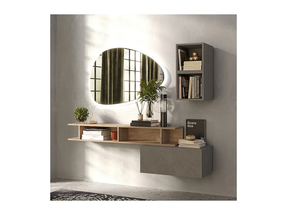 Mobile per ingresso sospeso 150x160 cm argilla e rovere IL7