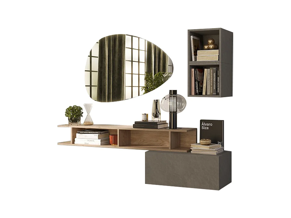 Mobile per ingresso sospeso 150x160 cm argilla e rovere IL7