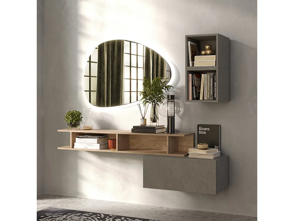 Mobile per ingresso sospeso 150x160 cm argilla e rovere IL7