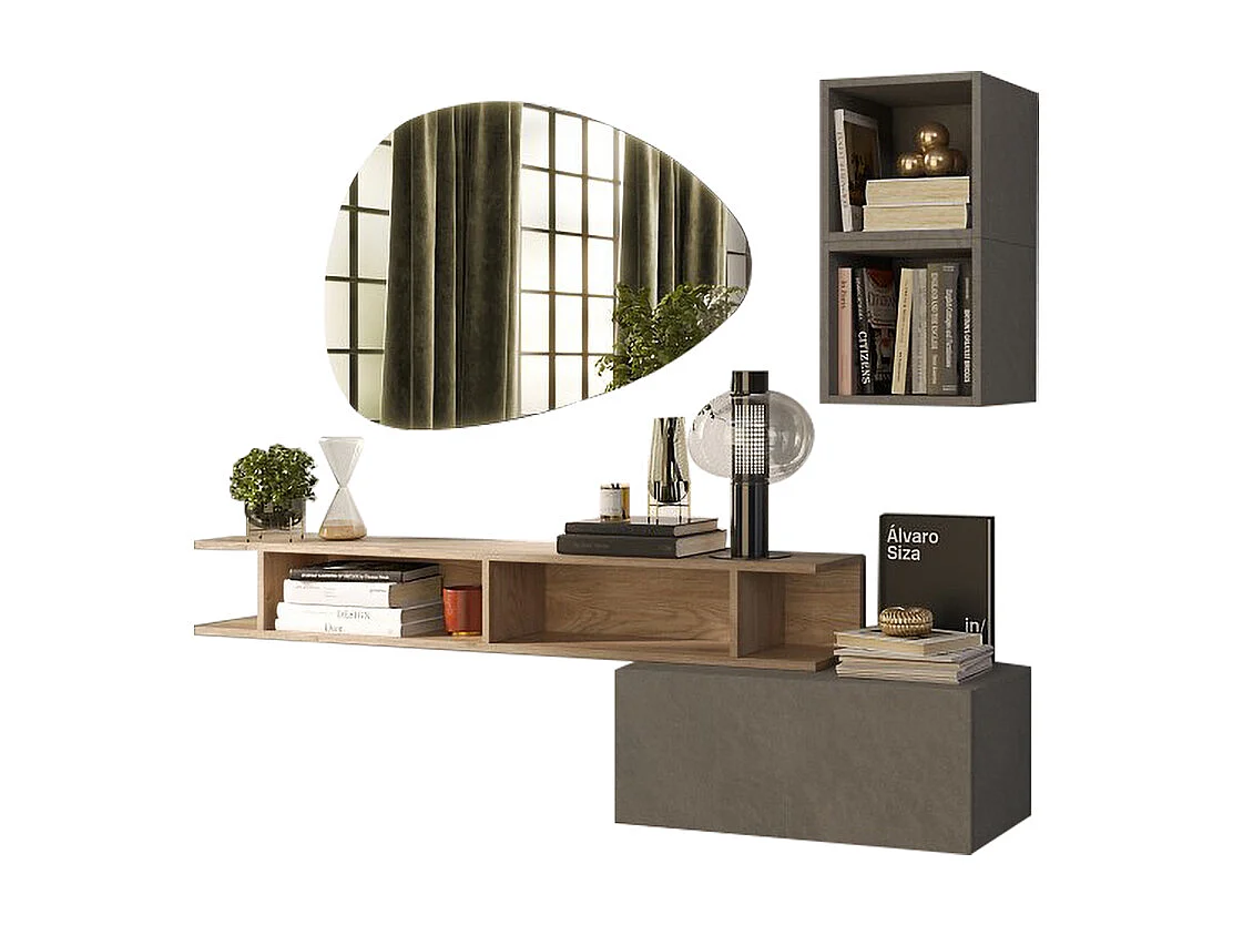 Mobile per ingresso sospeso 150x160 cm argilla e rovere IL7