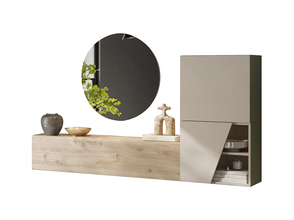 Mobile per ingresso con attaccapanni 138x165 cm bianco lucido IL15