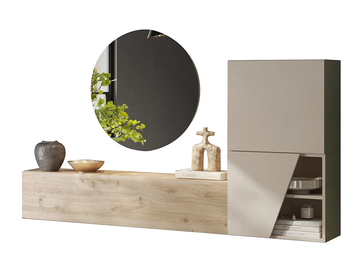 Mobile per ingresso con attaccapanni 138x165 cm bianco lucido IL15