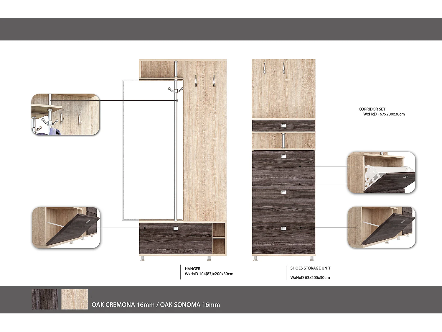 Mobile ingresso in rovere cremona/sonoma IG16