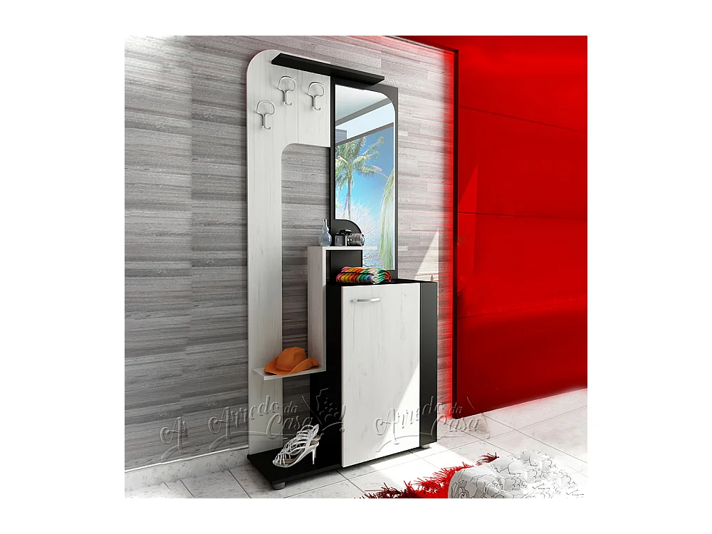 Mobile da ingresso con specchio 80x192 nero e bianco IU18