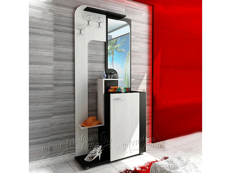 Mobile da ingresso con specchio 80x192 nero e bianco IU18