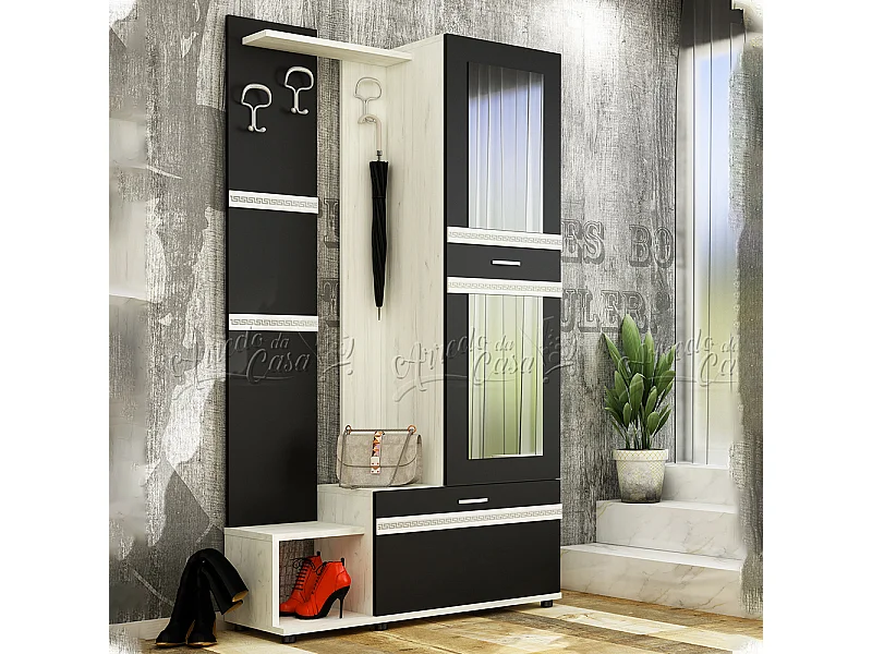 Mobile ingresso 100x189 nero e bianco legno IU19