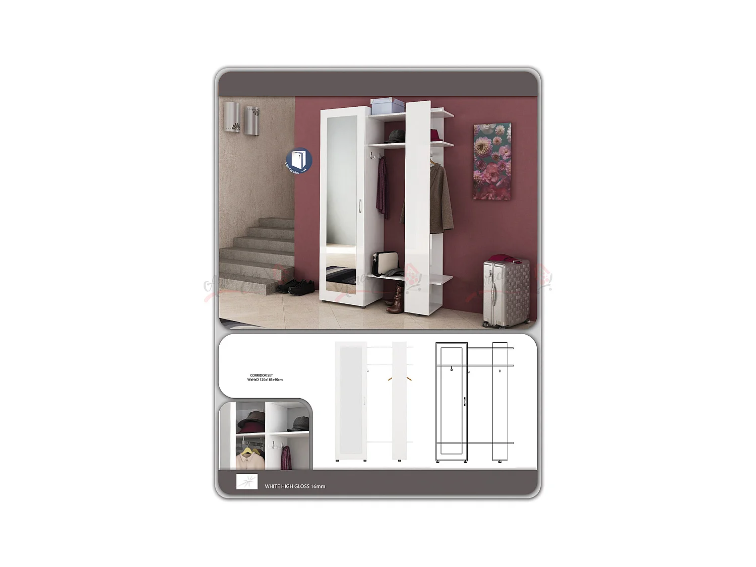 Mobile ingresso moderno bianco lucido IG2