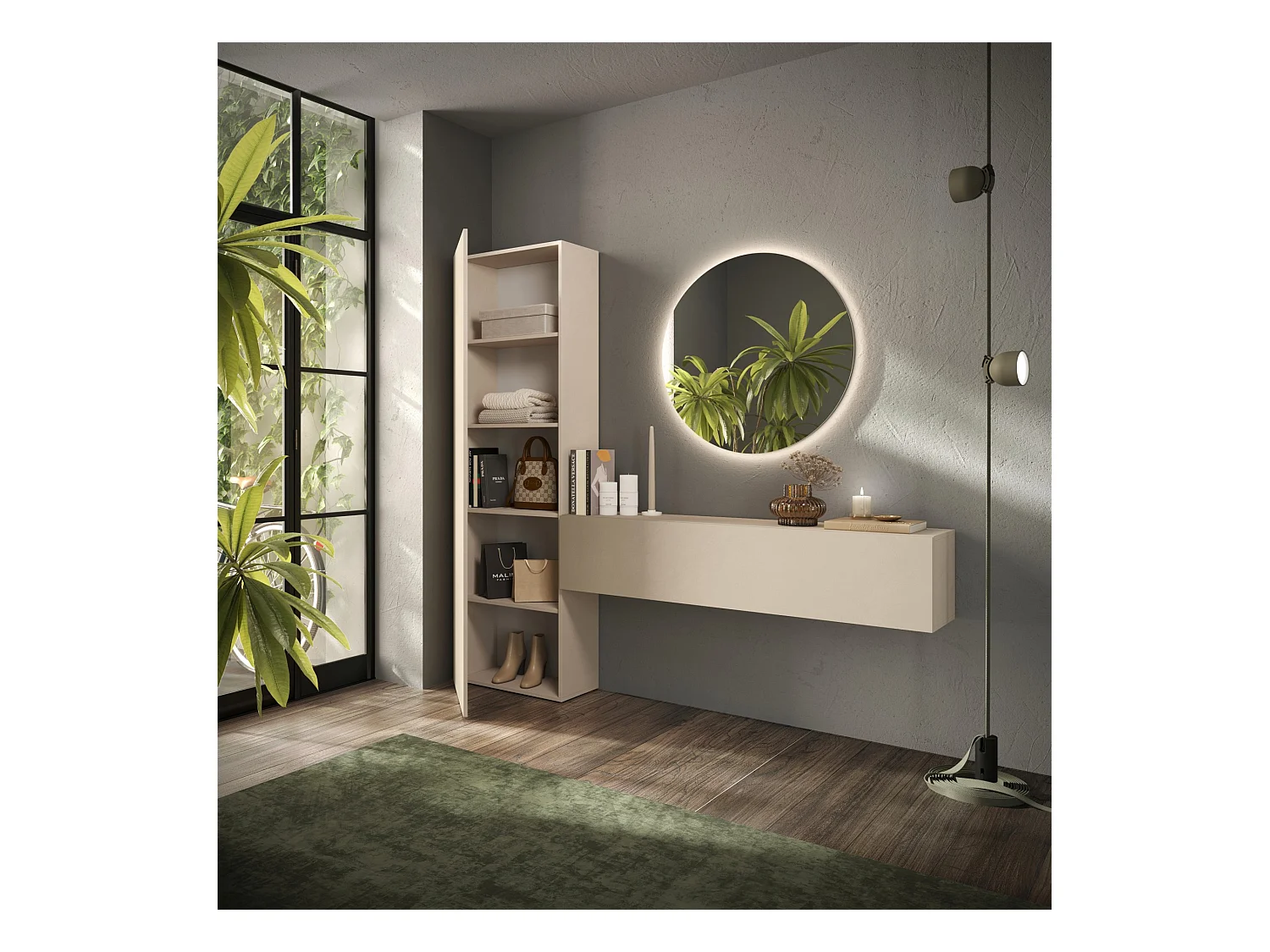 Mobile ingresso con colonna 193x186 cm beige IL9