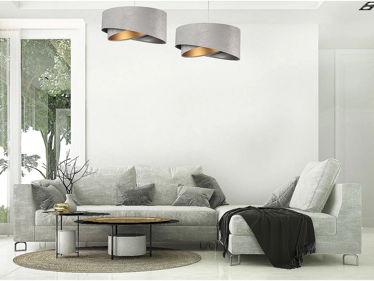 Suspension Galaxy Velour 50 cm Gris