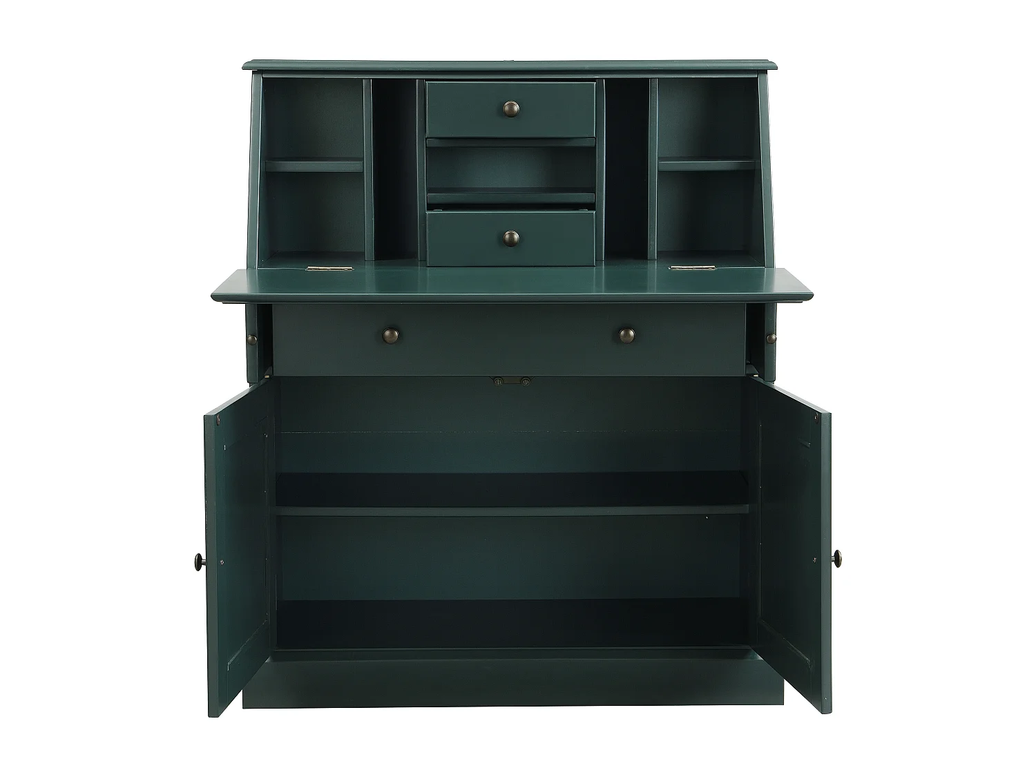 Secrétaire en pin et MDF - Vert foncé - CLEORE