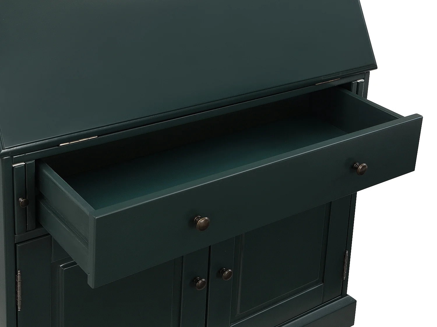 Secrétaire en pin et MDF - Vert foncé - CLEORE