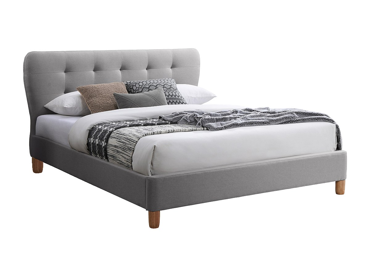 Polsterbett - 160 x 200 cm - Stoff - Hellgrau - ELIDE günstig online kaufen