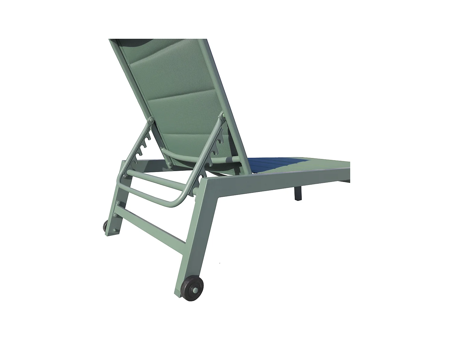 Lote de 2 tumbonas y mesa auxiliar BARBADOS de textileno verde salvia - aluminio verde salvia