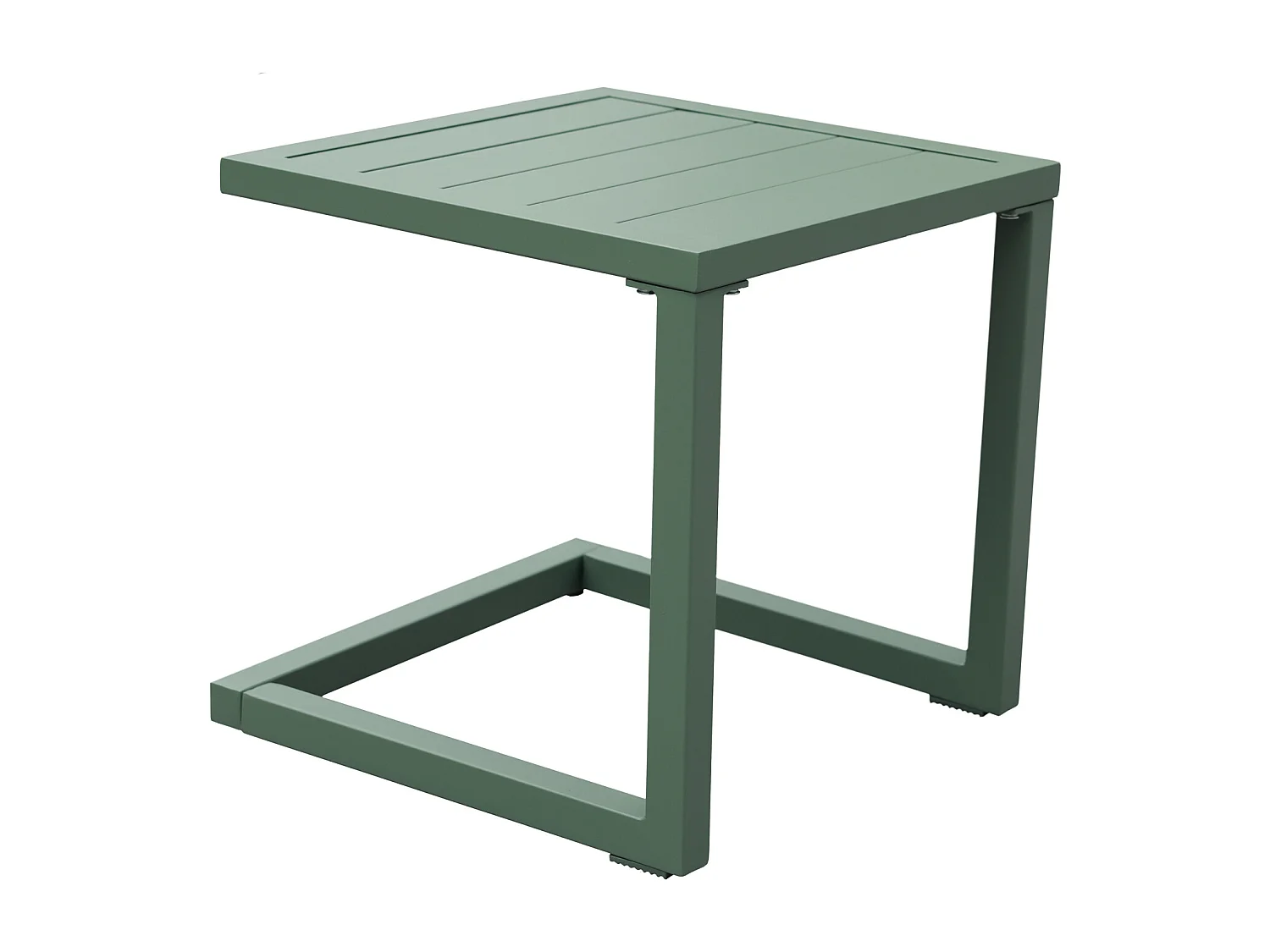 Set 2 bains de soleil et table d'appoint BARBADOS en textilène vert sauge - aluminium vert sauge - HAPPY GARDEN
