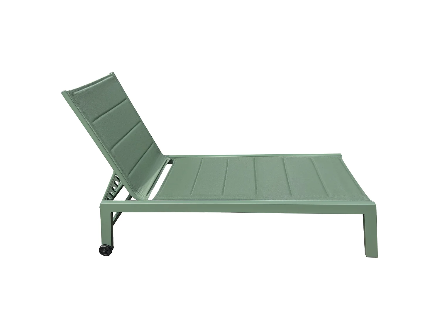 Set 2 bains de soleil et table d'appoint BARBADOS en textilène vert sauge - aluminium vert sauge - HAPPY GARDEN