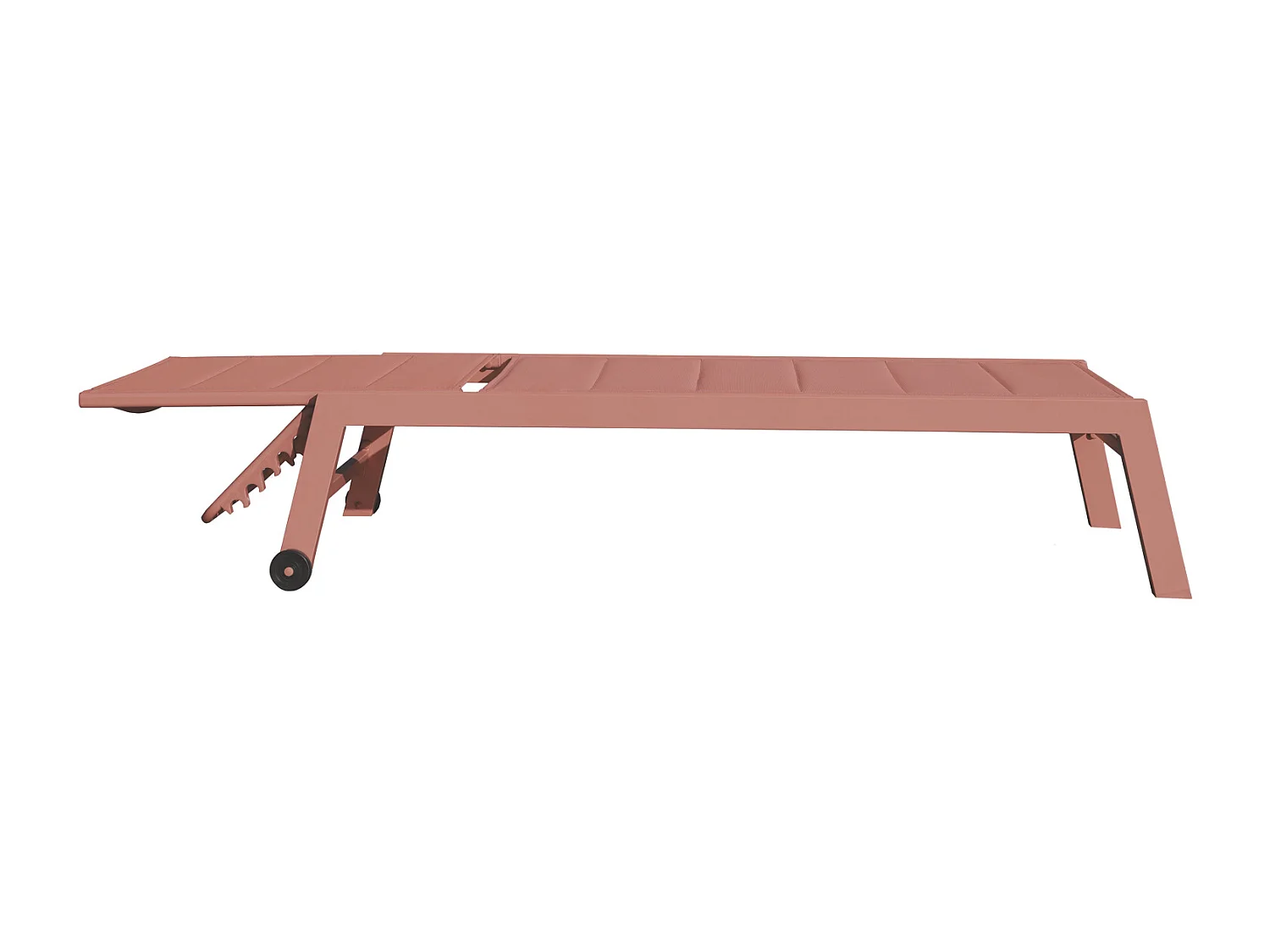 Set 2 bains de soleil et table d'appoint BARBADOS en textilène terracotta - aluminium terracotta - HAPPY GARDEN