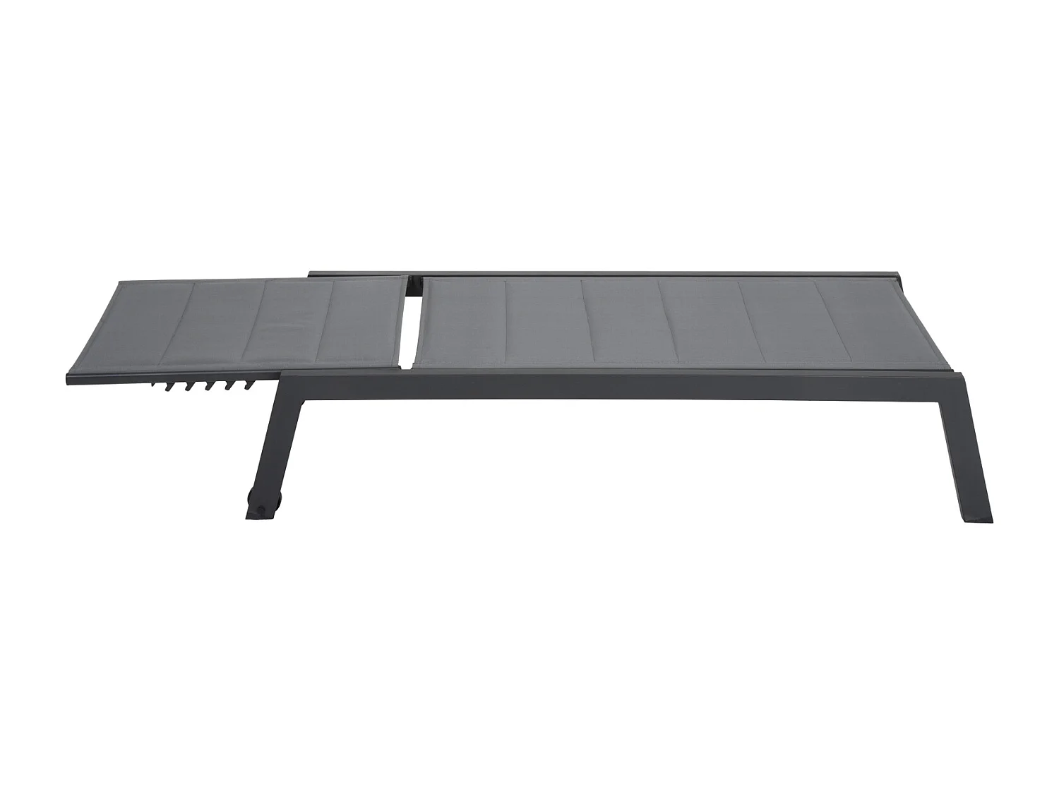 Set 2 bains de soleil et table d'appoint BARBADOS en textilène gris - aluminium gris anthracite - HAPPY GARDEN