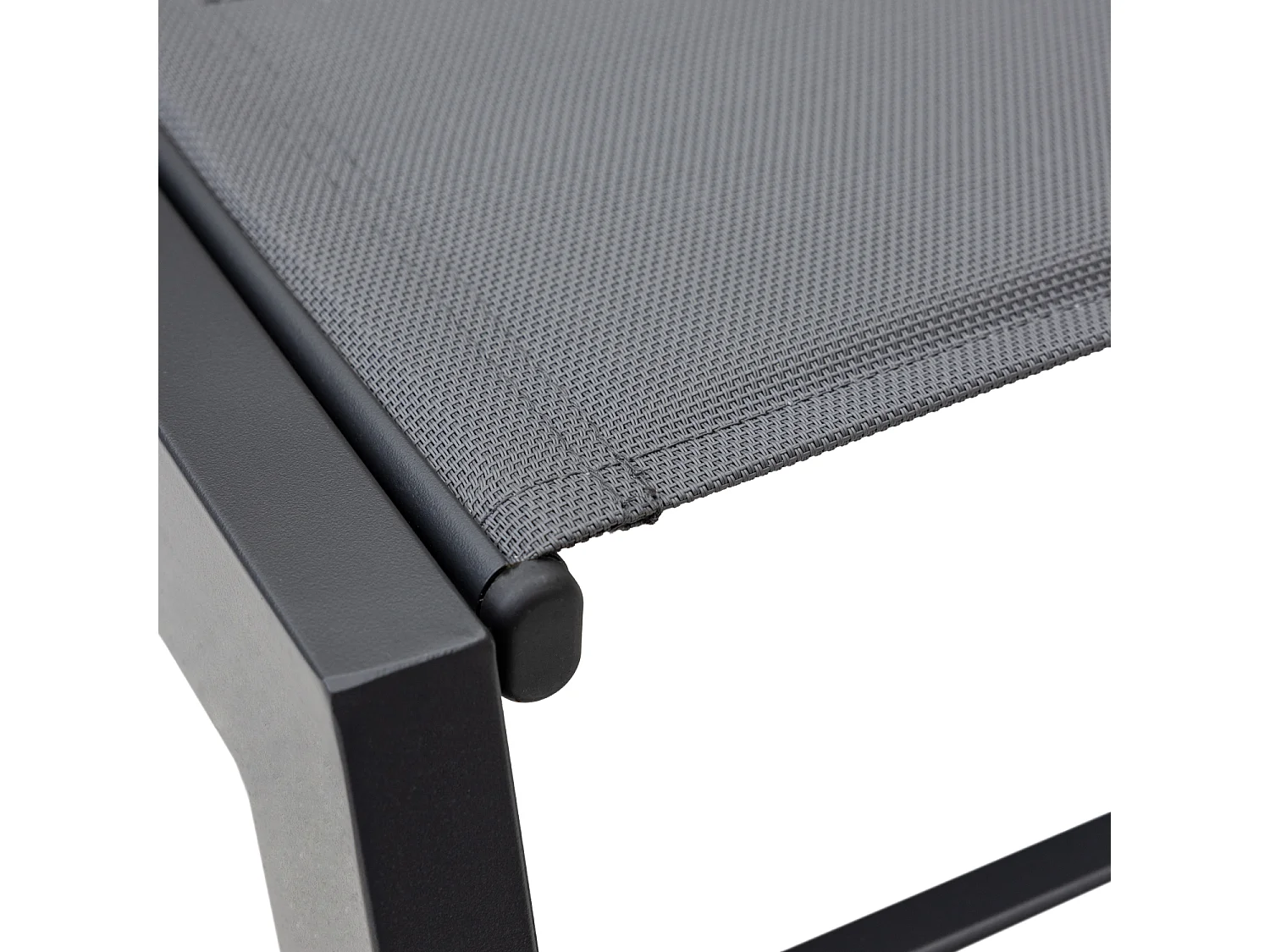 Set 2 bains de soleil et table d'appoint BARBADOS en textilène gris - aluminium gris anthracite - HAPPY GARDEN