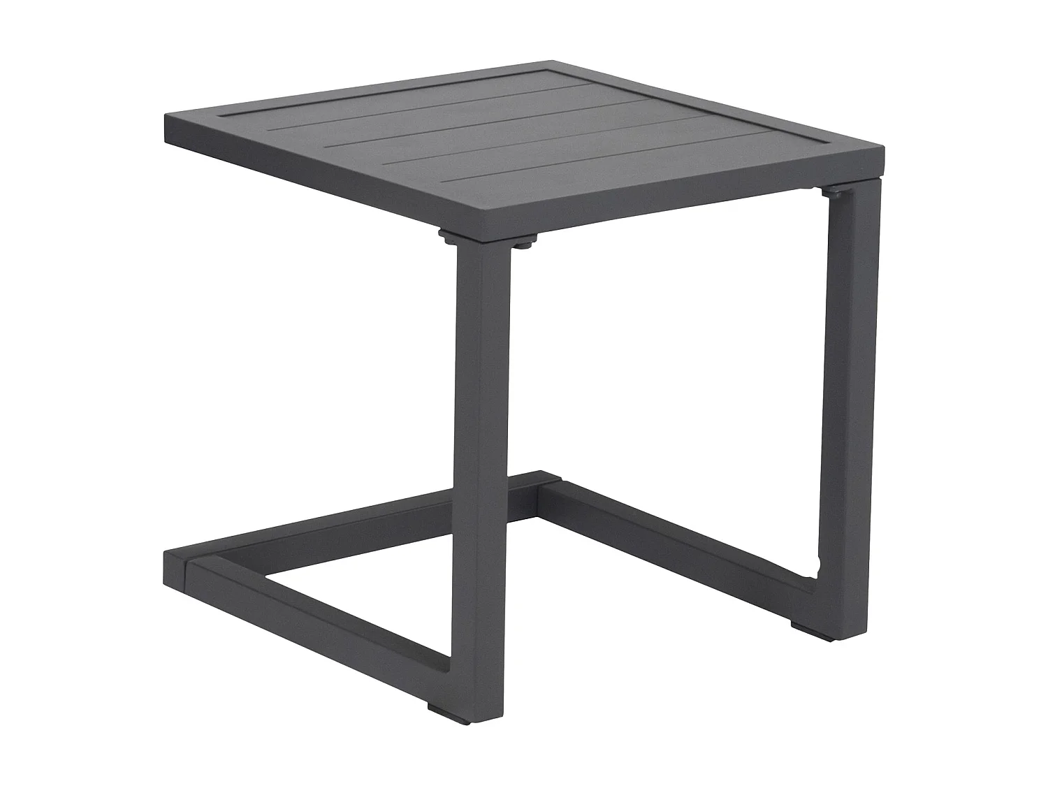 Set 2 bains de soleil et table d'appoint BARBADOS en textilène gris - aluminium gris anthracite - HAPPY GARDEN
