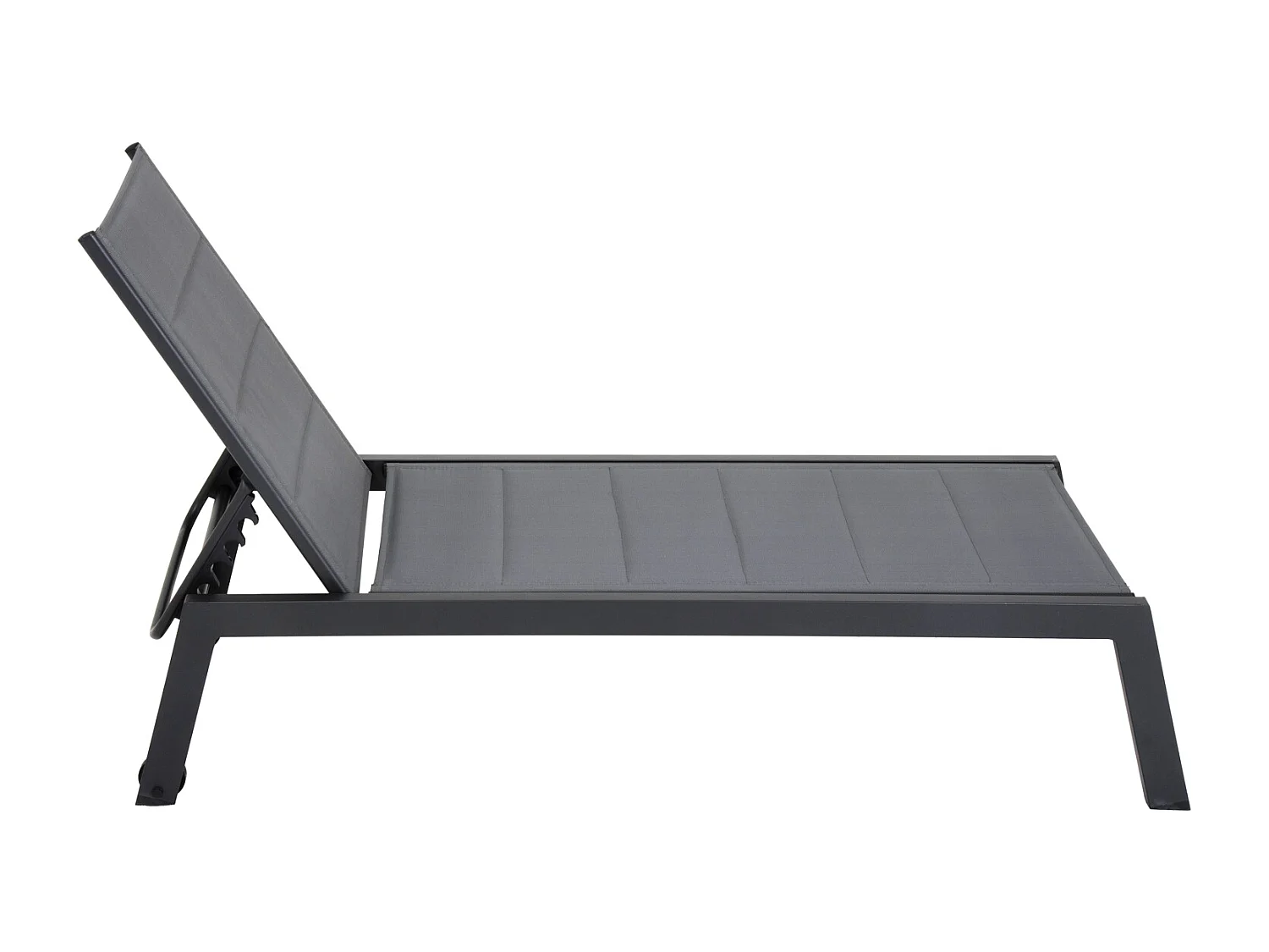Set 2 bains de soleil et table d'appoint BARBADOS en textilène gris - aluminium gris anthracite - HAPPY GARDEN