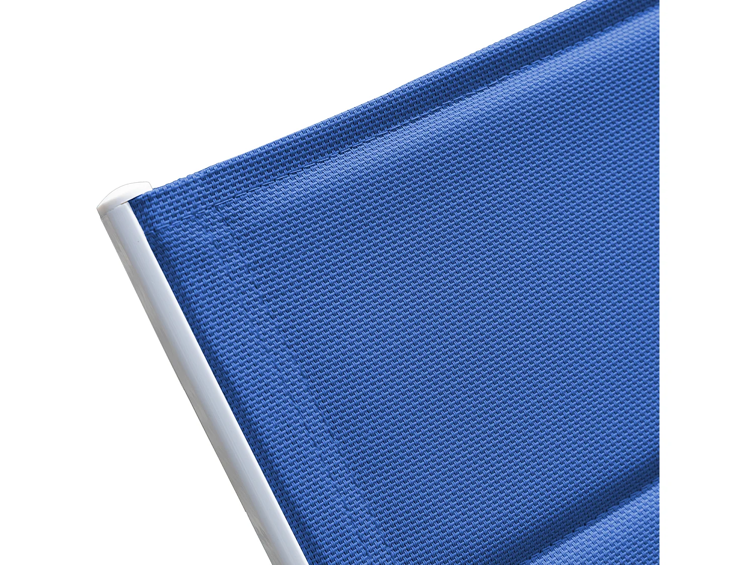 Set 2 bains de soleil et table d'appoint BARBADOS en textilène bleu - aluminium blanc - HAPPY GARDEN