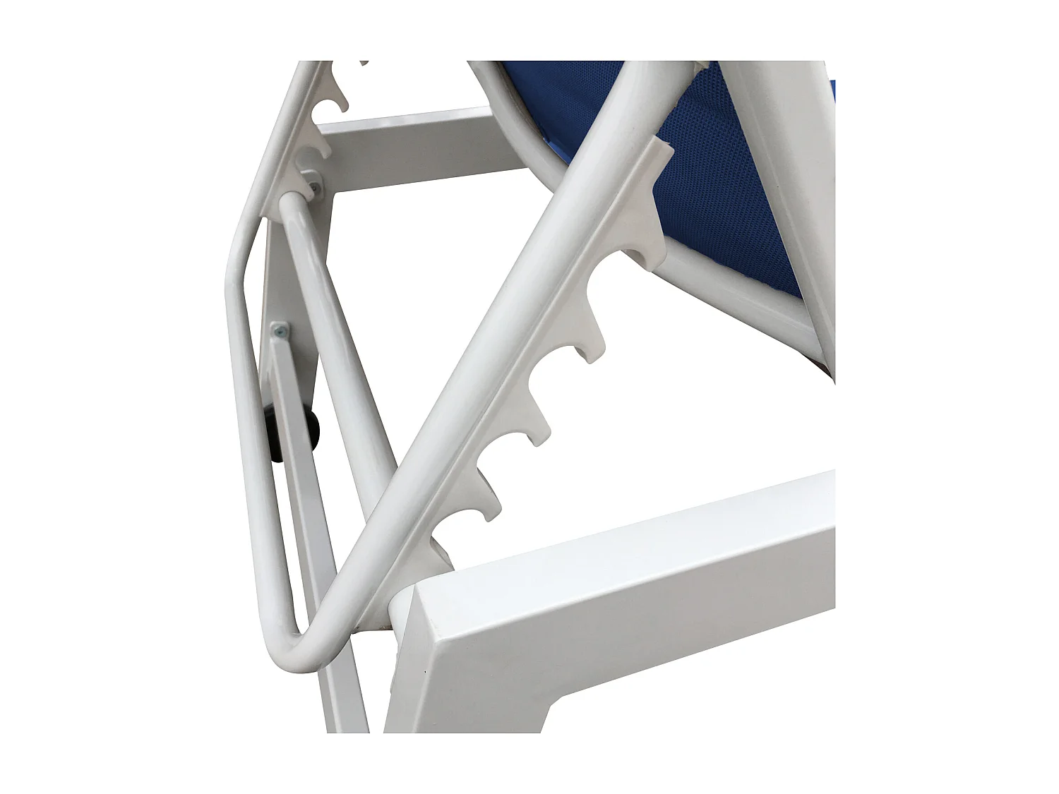 Set 2 bains de soleil et table d'appoint BARBADOS en textilène bleu - aluminium blanc - HAPPY GARDEN