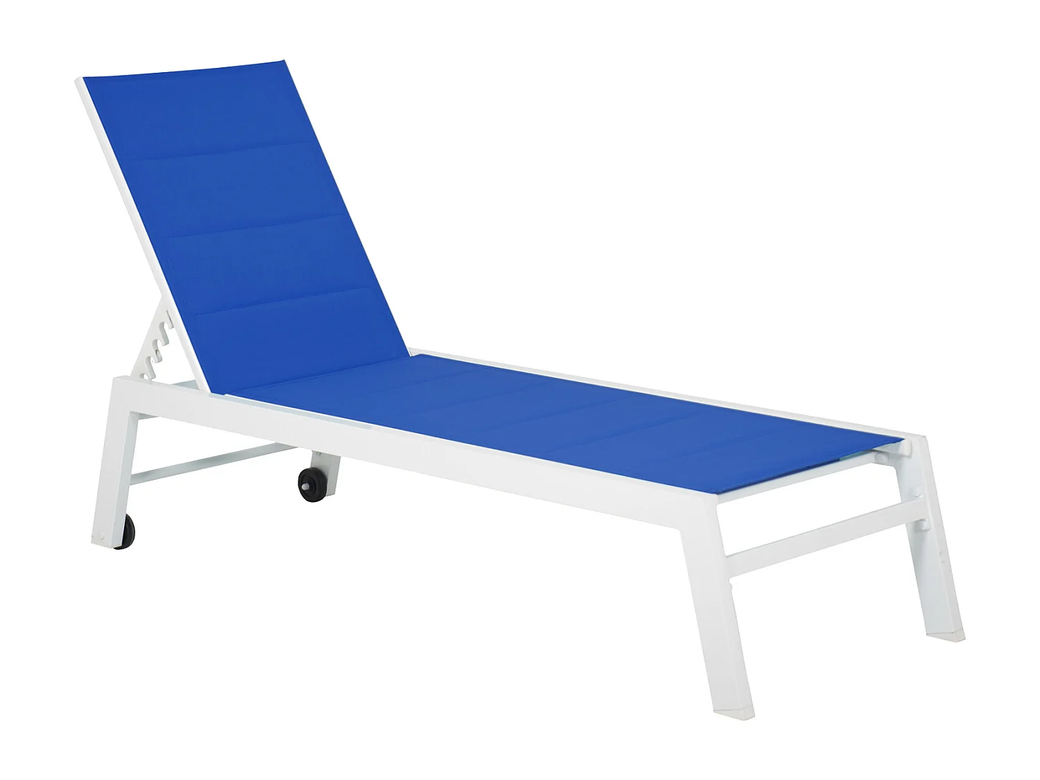 Set 2 bains de soleil et table d'appoint BARBADOS en textilène bleu - aluminium blanc - HAPPY GARDEN