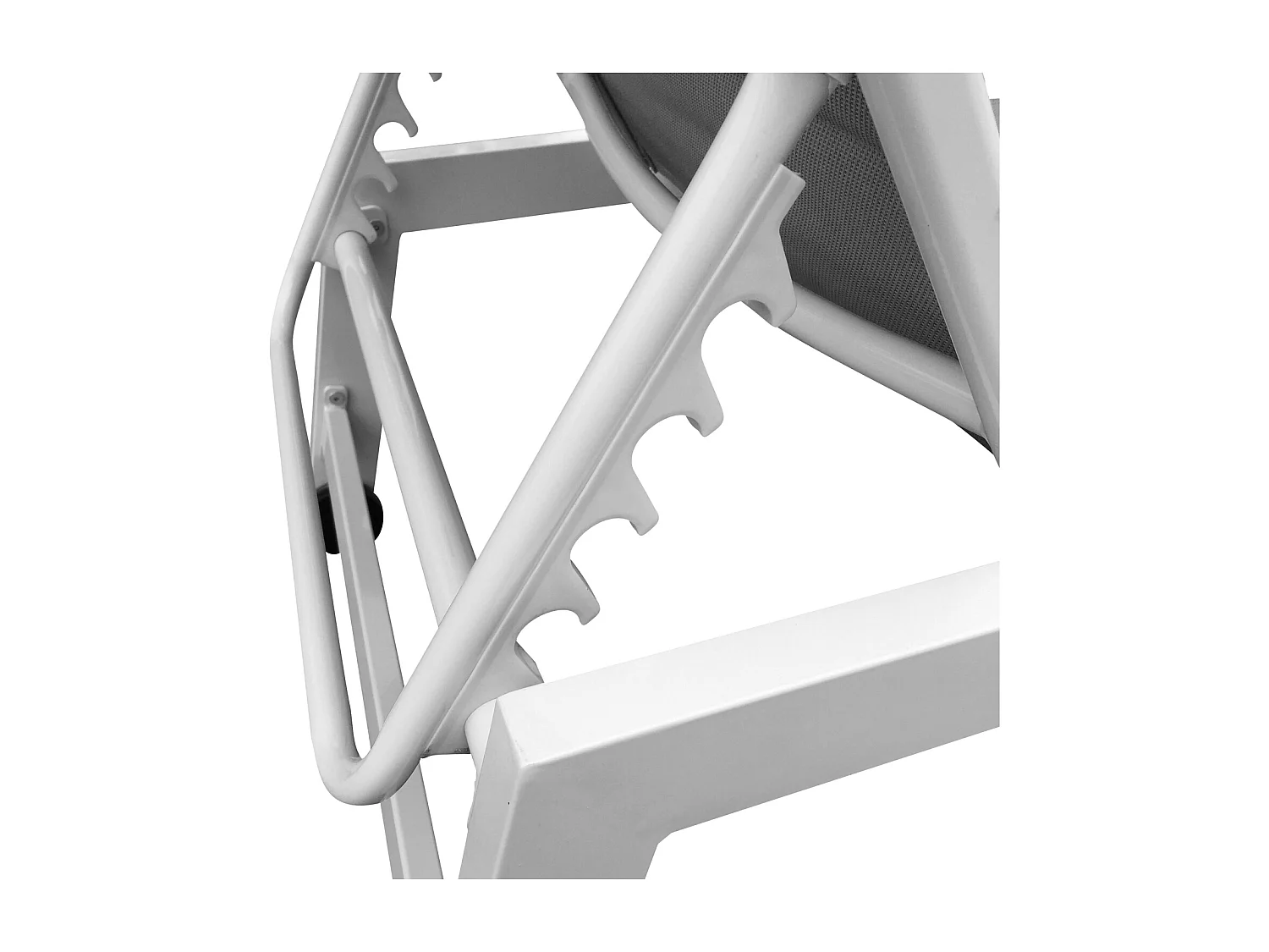 Set 2 bains de soleil et table d'appoint BARBADOS en textilène gris - aluminium blanc - HAPPY GARDEN