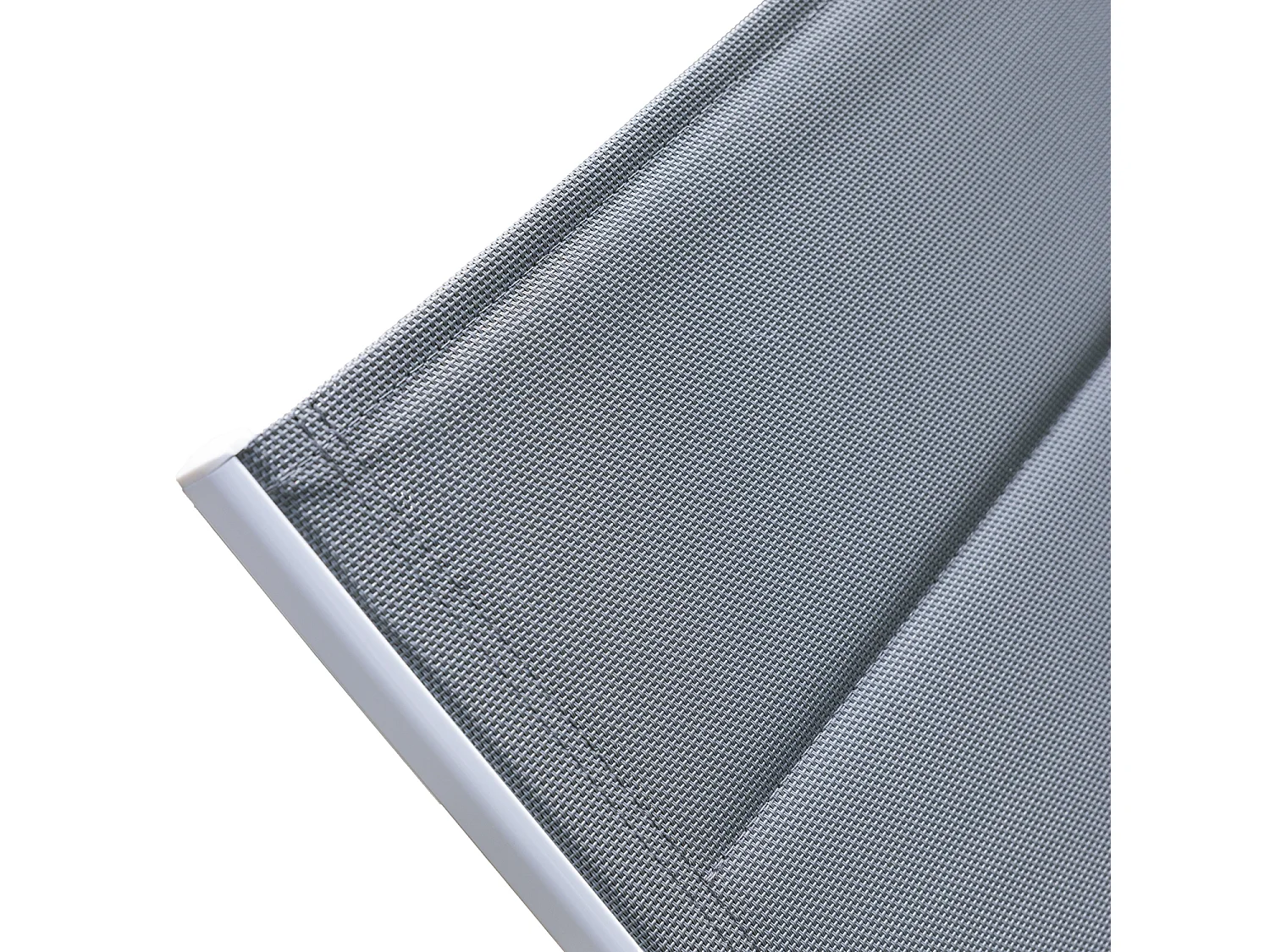 Set 2 bains de soleil et table d'appoint BARBADOS en textilène gris - aluminium blanc - HAPPY GARDEN