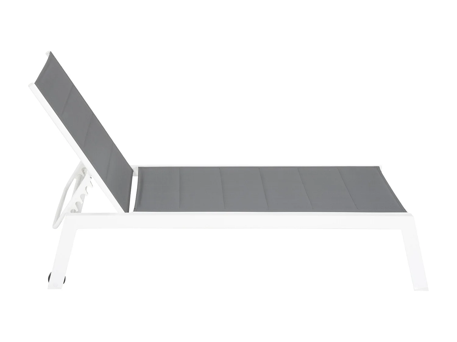 Set 2 bains de soleil et table d'appoint BARBADOS en textilène gris - aluminium blanc - HAPPY GARDEN