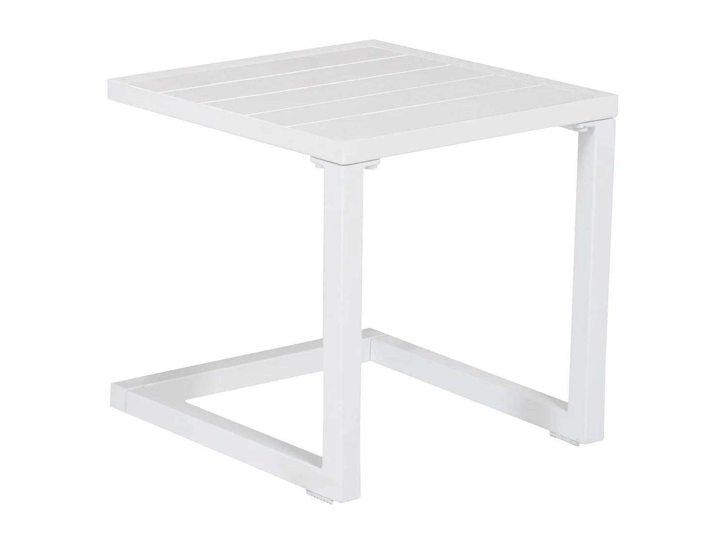 Set 2 bains de soleil et table d'appoint BARBADOS en textilène gris - aluminium blanc - HAPPY GARDEN