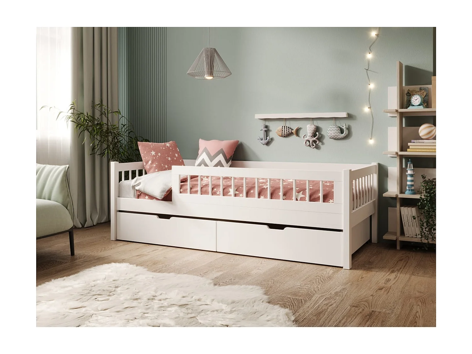 Letto Lora (80x180)/materasso incluso/bianco