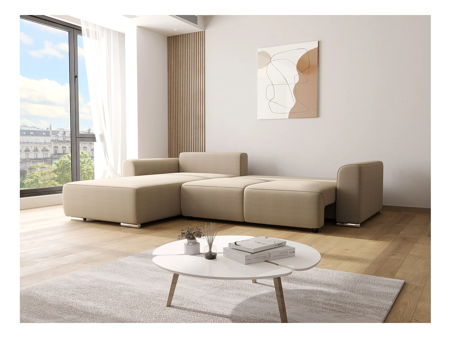 BEDANTE Ecksofa mit Schlaffunktion GUSTO L Monolith 09 Links