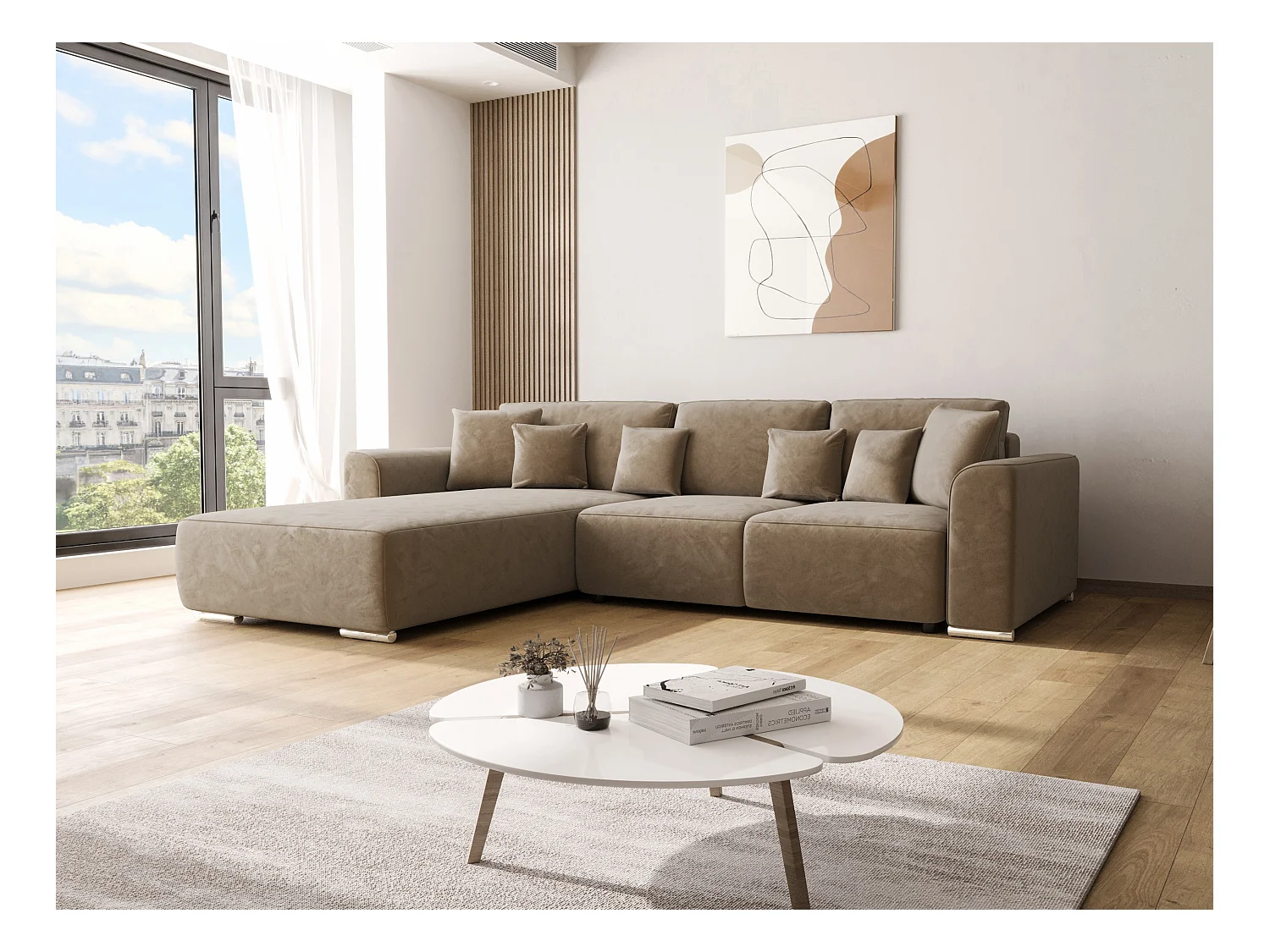 BEDANTE Ecksofa mit Schlaffunktion GUSTO L Monolith 09 Links