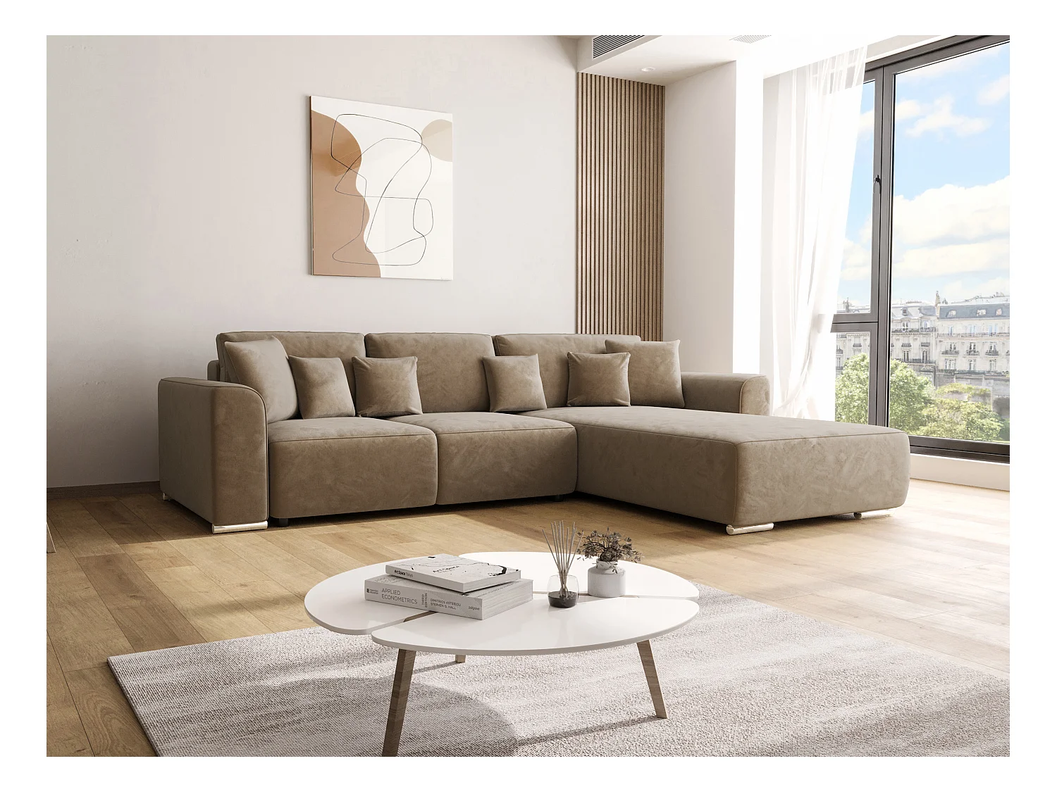 BEDANTE Ecksofa mit Schlaffunktion GUSTO L Monolith 09 Rechts