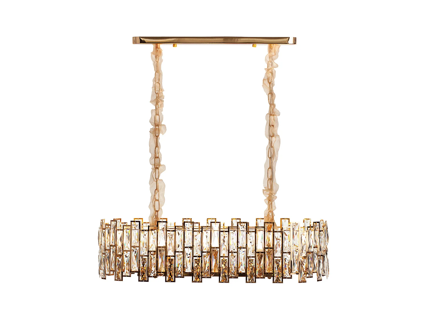 Lustre en cristal moderne pour salon doré - Ovale 80 cm - Las Vegas